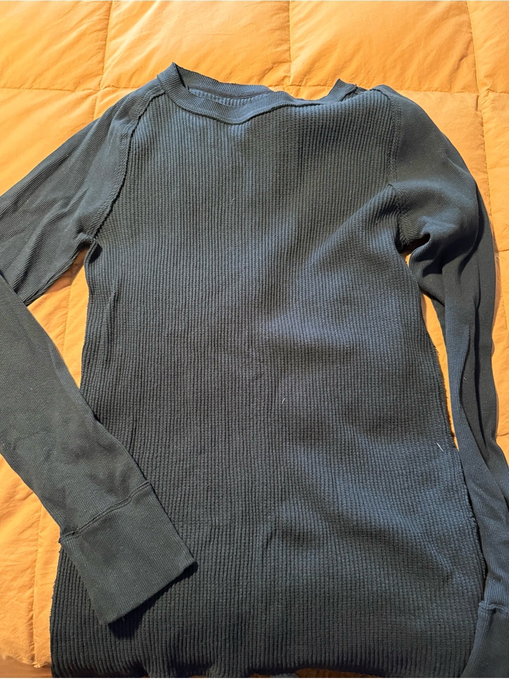 Free People Long Sleeve Ribbed Tee in Dark Green